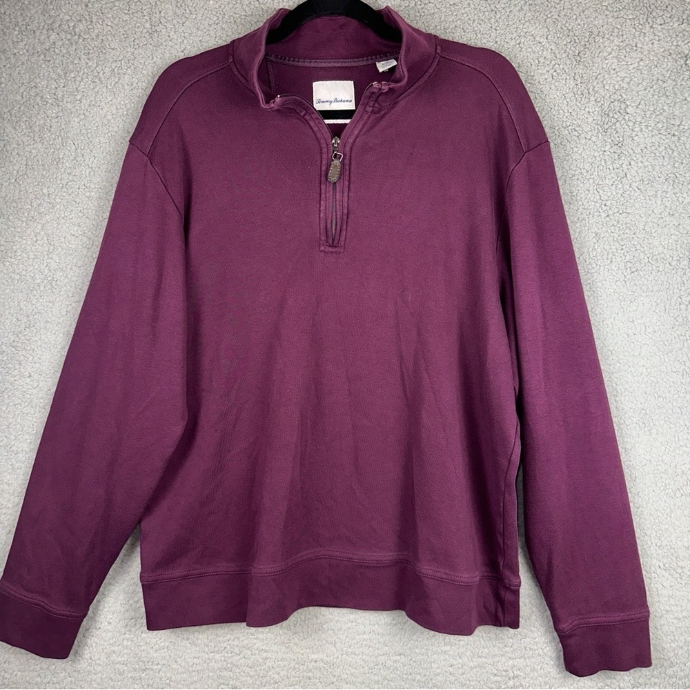 Tommy Bahama Shirt Mens Large Purple Martinique Half Zip Pullover Resortwear